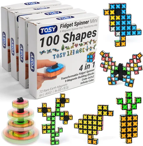 Vista 18 de TOSY Spinner Fidget Magnético que Brilla - 16 Bloques, Juguete 3 en 1: Spinner Fidget Transformable, Cubo Infinito/Rompecabezas, Brillante, Rellenos