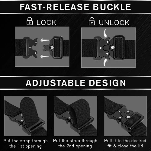 Vista 5 de TECEUM Tactical Belt – Heavy-Duty & Quick Release – Military, Work, Rigger, Duty & Utility Belt for Men