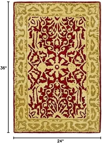 Vista 2 de SAFAVIEH Silk Road Collection SKR213G - Alfombra decorativa de lana tradicional hecha a mano, 2 x 3 pies, color granate y marfil