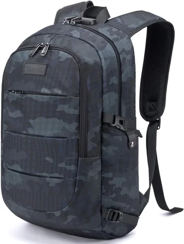 Vista 24 de Tzowla, mochila de viaje de negocios para computadora portátil de 15,6 a 17,3 pulgadas para mujeres, hombres y para regalar, A-Negro