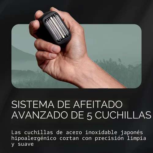 Vista 3 de Afeitadora eléctrica Panasonic ARC5 de tamaño palma, afeitadora de viaje compacta de lujo manual con sistema de corte de 5 cuchillas y carga USB-C