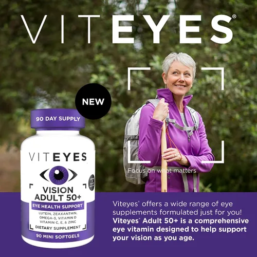 Vista 2 de Viteyes Visión para mayores de 50 años para la salud ocular, apoyo visual, envejecimiento de los ojos, luteína, zeaxantina, omega-3, zinc, vitamina