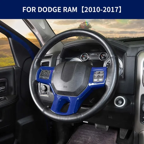 Vista 7 de Hoolcar Funda interior para volante de ABS compatible con accesorios Dodge RAM 2010-2017, color azul