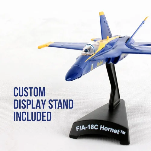 Vista 6 de Postage Stamp F/A-18C Hornet Blue Angels - Modelo de avión a reacción de metal fundido a presión a escala 1/150 con soporte de exhibición, aeronave