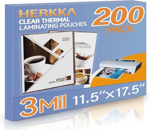 Vista 8 de HERKKA Paquete de 100 hojas de laminación, para hojas de 11 x 17 pulgadas, bolsas de laminación térmica transparente de 3 mil, 11.5 x 17.5 pulgadas