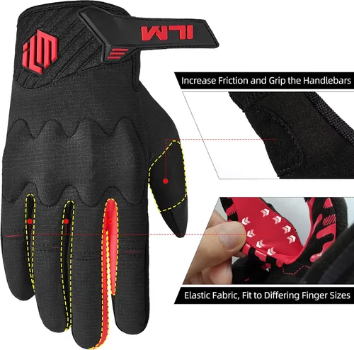 Vista 4 de ILM Guantes de motocicleta para adultos, motocross, ATV MTB, guantes de bicicleta de montaña, guantes de pantalla táctil de dedo completo