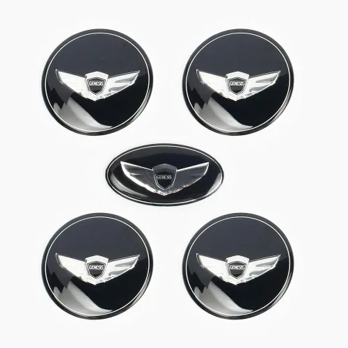 Vista 2 de 7pcs 3D negro fibra de carbono ala insignia coche emblema Genesis Coupe