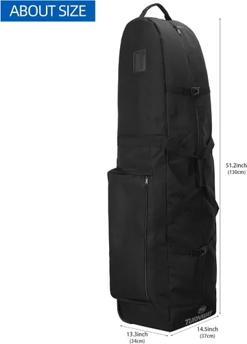 Vista 3 de TurnWay Bolsa de viaje de golf acolchada plegable, bolsa de golf de poliéster 900D resistente al agua, bolsa de transporte de golf con ruedas