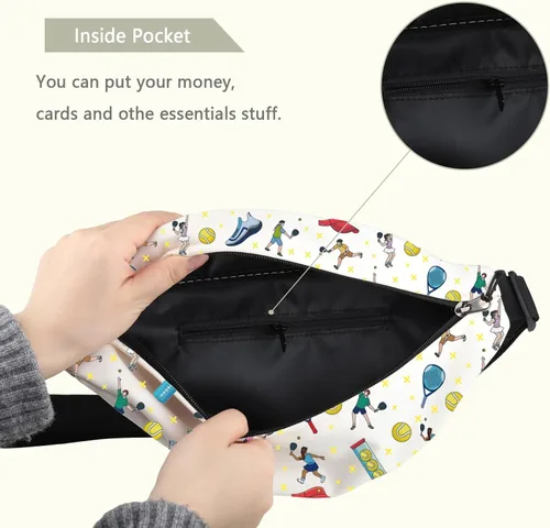 Vista 5 de MEIKIUP Riñonera de pádel para amantes del pádel, regalos para entrenador de pádel, accesorio deportivo, bolsa cruzada de pádel, Pádel WB, Moderno