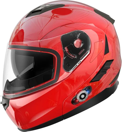 Vista 9 de FreedConn BM2-S - Casco de motocicleta con Bluetooth y función de marcación de voz, manos libres, 500 m/ 2 – 3 conductores, DOT con Bluetooth