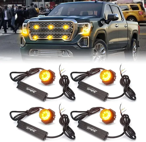 Vista 12 de Xprite - Juego de luces led estroboscópicas ocultas ámbar con 14 patrones de flash, luces estroboscópicas de parrilla para camiones, montaje