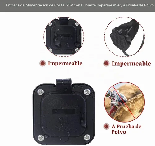 Vista 8 de Enchufe de Puerto de CA de 15A - Toma de Entrada de Alimentación de 125V con Cable de Extensión Doble de 18 Pulgadas, Enchufe NEMA 5-15 con Entrada