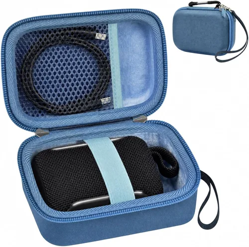 Vista 11 de Funda rígida de transporte para altavoz Bluetooth JBL Go 5/Go 4/Go 3, bolsa de almacenamiento de viaje con forro suave, bolsillo de malla, correa