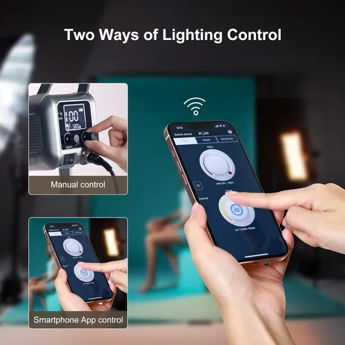 Vista 4 de GVM - Kit de luz de video de 150 W, iluminación continua de 2700K-7500K para fotografía con Softbox Linterna y Soporte, kit de luz de estudio