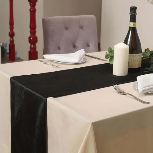 Vista 7 de Efavormart - Camino de mesa de terciopelo negro de alta calidad de 12 x 107 pulgadas para decoración de bodas y fiestas