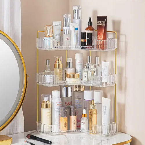 Vista 10 de shuang qing Organizador de Esquina de 2 Niveles para Mostrador de Baño – Estante de Almacenamiento Clásico para Maquillaje, Perfume y Artículos