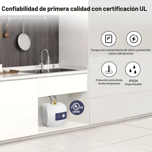 Vista 3 de ThermoMate Calentador de agua eléctrico con mini tanque, 1.32 galones, pequeño calentador de agua debajo del fregadero para punto de uso, agua