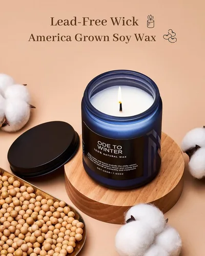Vista 3 de M&SENSE Ode to Winter - Vela perfumada para el hogar, cera de soja natural, mecha de algodón, aroma de invierno, 7.05 onzas hasta 50 horas de tiempo
