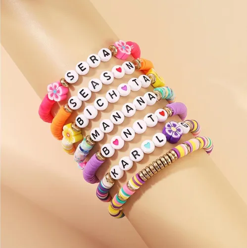 Vista 3 de YOUGANNA Juego de 7 pulseras de temporada de Manana Bichota para mujeres, trajes de concierto de Karo, joyería para adolescentes, niñas, pulsera