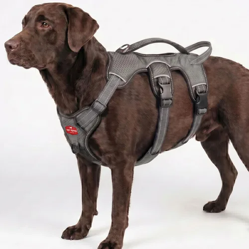 Vista 29 de Tuff Pupper Arnés para perro sin escape a prueba de escape, arnés ajustable de 5 puntos para perros, arneses acolchados para perros, arneses