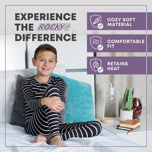 Vista 6 de Rocky Ropa interior térmica para niños, ropa interior larga para niños, capa base para clima frío/esquí