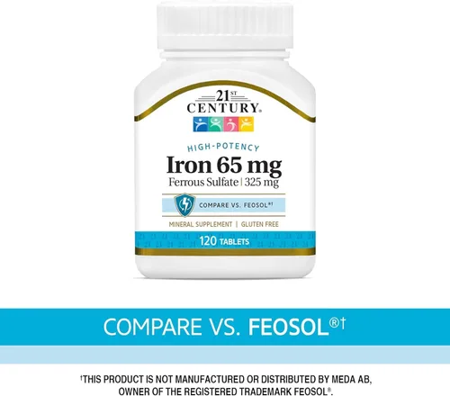 Vista 5 de 21st Century Hierro 65 mg Sulfato Ferroso 325 mg Tabletas, 120
