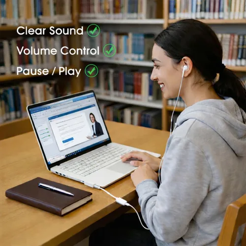 Vista 6 de Adaptador de audio de auriculares USB-C a iPhone, iPad, convertidor de auriculares 3 en 1, carga + transferencia de datos + audio de alta fidelidad