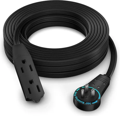 Vista 12 de Maximm Cable de extensión de enchufe plano giratorio de 360° de 2 pies, 16/3 AWG, múltiple, extensión de 3 tomas de corriente, cable de conexión a