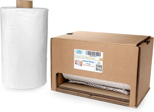 Vista 10 de IDL Packaging Juego de papel de embalaje de panal, marrón, rollo de papel kraft HexcelWrap de 15 pulgadas x 1400 pies en caja autodispensada + 1