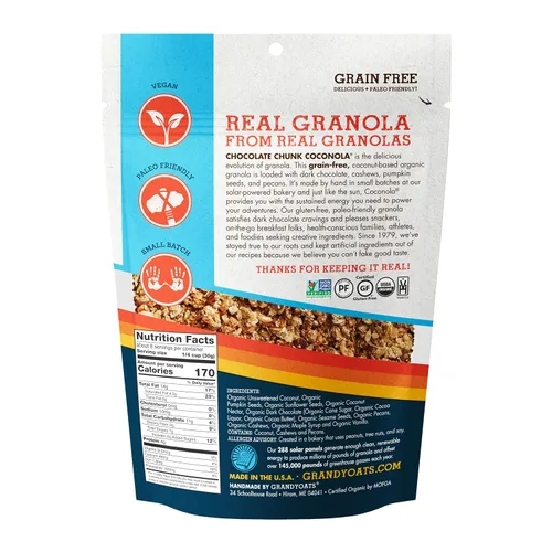 Vista 3 de Grandyoats Granola orgánica, trozos de chocolate coconola, 9 onzas