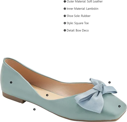 Vista 4 de C.Paravano Zapatos planos I con punta cuadrada para mujer I Zapatos planos azules I Zapatos de cuero para mujer I Zapatos planos para mujer