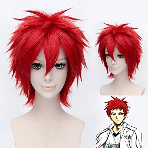 Vista 5 de MSHUI corto rojo peluca anime traje Cosplay Pelucas