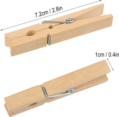 Vista 2 de Alfileres de madera para ropa, 400 piezas de 2.83 pulgadas de madera para uso diario, ropa, toallas, manualidades, fotos, pared de arte, por