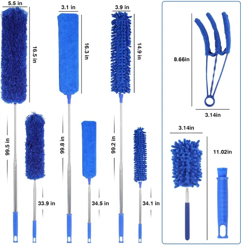 Vista 2 de ZZ LAZYCOTTAGE 10 piezas de plumero de telaraña de microfibra con poste de extensión (254 cm de telescopado), plumeros lavables para limpieza