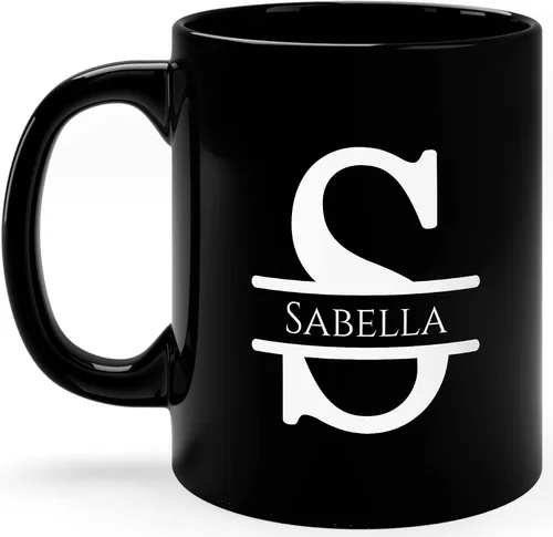 Vista 24 de Taza de café personalizada con monograma, letra inicial A personalizada para mujeres, hombres, niñas, niños, papás, mamás amigos, taza de café