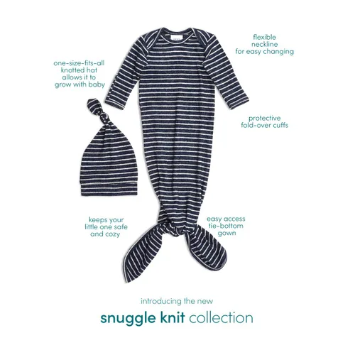 Vista 3 de aden + anais Snuggle - Set de regalo para recién nacido con vestido de bebé anudado, manta para envolver, sombrero infantil y babero bandana, 0-3