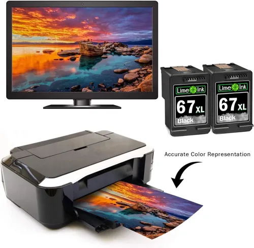 Vista 4 de Limeink 2 cartuchos de tinta remanufacturados de repuesto para HP Ink 67 XL para HP 67xl Black Cartridge 67xl Impresora Black Envy 6000 para 67-2
