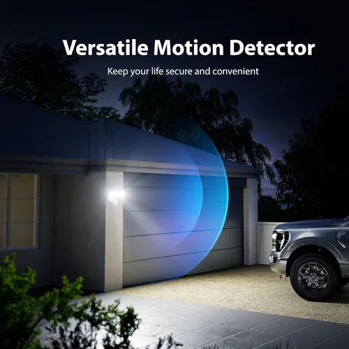 Vista 5 de Onforu Paquete de 2 luces LED de 75 W con sensor de movimiento para exteriores, iluminación exterior de atardecer al amanecer de 7000 lm, luz