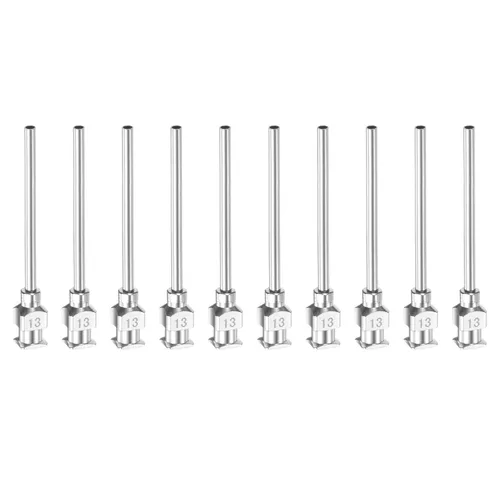 Vista 16 de HARFINGTON 10 agujas dispensadoras de acero inoxidable de calibre 8, 1 1/2 pulgadas, tubo de aguja de pegamento de metal, puntas romas, Luer Lock