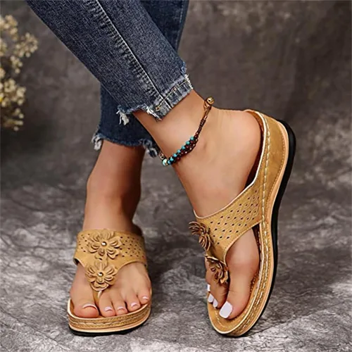Vista 66 de Ladmiple Sandalias ortopédicas florales de moda 2023 con soporte de arco, zapatillas romanas casuales con puntera abierta