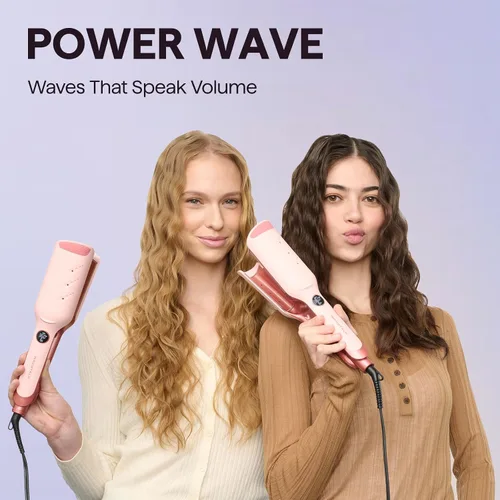 Vista 2 de Wavytalk Engarzador de cabello Power Wave, ondulador iónico para menos daño Rosa