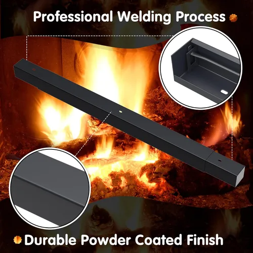 Vista 4 de Air Jade Kit de barra y cenefa ajustable para cortina de malla para chimenea, color negro mate