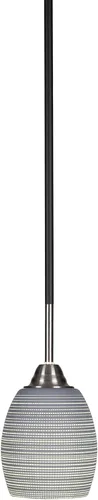 Vista 6 de Toltec Lighting Paramount - Mini colgante de 1 luz en acabado negro mate con cristal de arte perla de 7 pulgadas y estilo negro