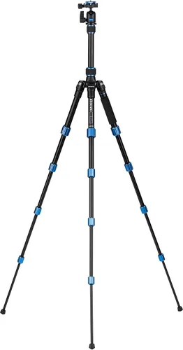 Vista 4 de Benro Kit de trípode de aluminio delgado de viaje, trípode ligero de 5 secciones con cabeza de bola N00, placa Arca-Suiza, patas plegables inversas