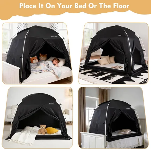 Vista 7 de Carpas de Cama con Dosel - Carpa de Ensueño Privada para Dormir Cómodamente en Interiores, Reductora de Luz y Transpirable, con Carpa de Cama