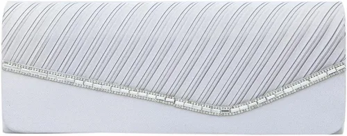 Vista 9 de Elegante bolso de noche plisado de satén y solapa de cristal - Disponible en diferentes