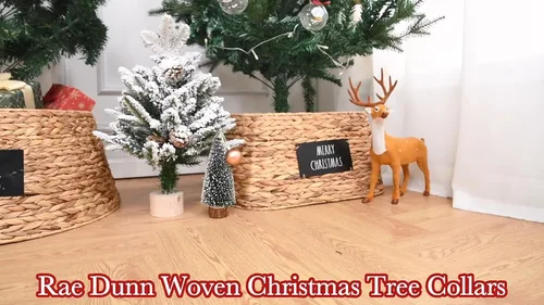 Vista 4 de Rae Dunn Collar de árbol de Navidad – Decoración de base para cubrir el soporte del árbol de Navidad artificial – Decoración rústica y de granja