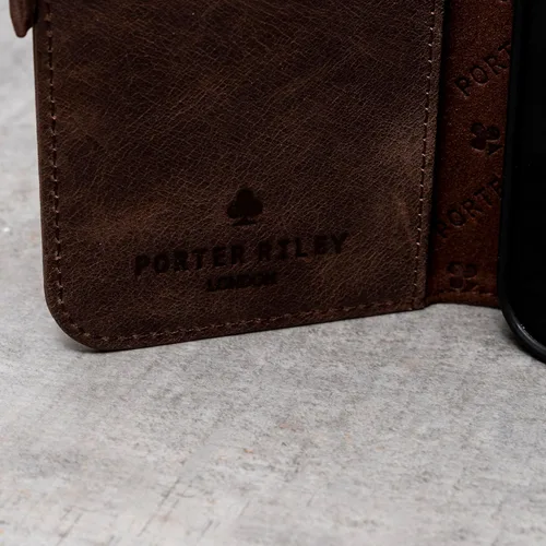 Vista 9 de Porter Riley - Funda de cuero para Samsung Galaxy S23. Funda de cuero genuino premium con soporte/cartera/cubierta (marrón chocolate)