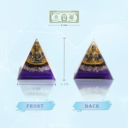 Vista 9 de FENGSHUI-CAISHEN Estatua de Guan Yin en pirámide de organito de cristal curativo - Quan Yin, Kwan Yin, Quan Am, Kuan Yin, Estatua de Guanyin