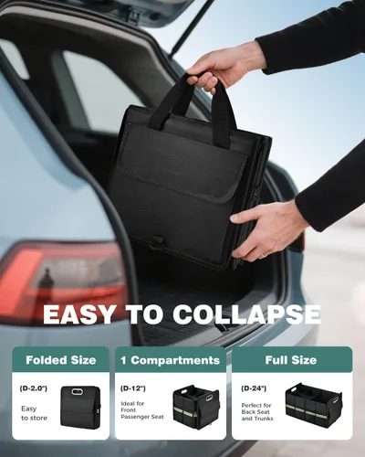 Vista 9 de FLORICH Organizador de maletero con almacenamiento de zapatos transpirable para SUV, organizadores de automóvil impermeables plegables, organizador
